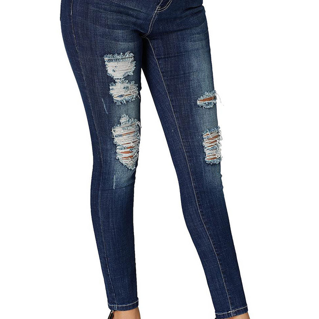 Mid Rise Ripped Ankle Skinny Jeans