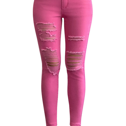 Mid Rise Ripped Ankle Skinny Jeans