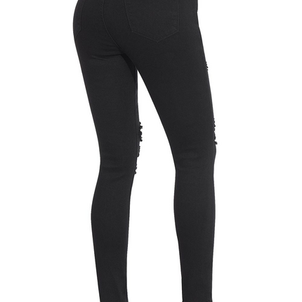 Women's Essentials Ripped Mid Rise Destroyed Skinny Jeans