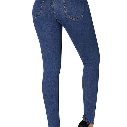 High Rise Buttons Belt Skinny Jeans