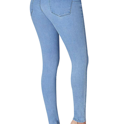 High Rise Buttons Belt Skinny Jeans