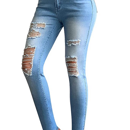 Mid Rise Ripped Ankle Skinny Jeans