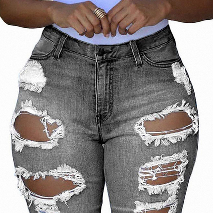 Mid Rise Hollow-out Ripped Bermuda Shorts