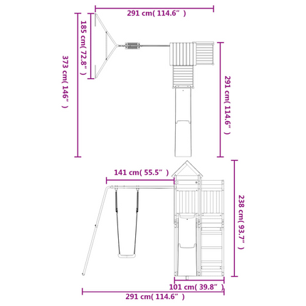 vidaXL Outdoor Playset Solid Wood Pine