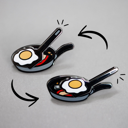 Fried Egg Interactive Sliding Enamel Pin