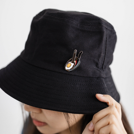 Fried Egg Interactive Sliding Enamel Pin