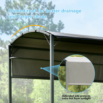 TOPMAX Iron Double Tiered BBQ Grill Gazebo (Gray)