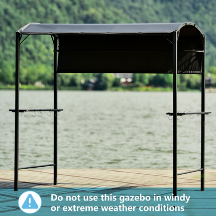 TOPMAX Iron Double Tiered BBQ Grill Gazebo (Gray)