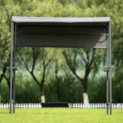 TOPMAX Iron Double Tiered BBQ Grill Gazebo (Gray)