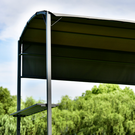 TOPMAX Iron Double Tiered BBQ Grill Gazebo (Gray)