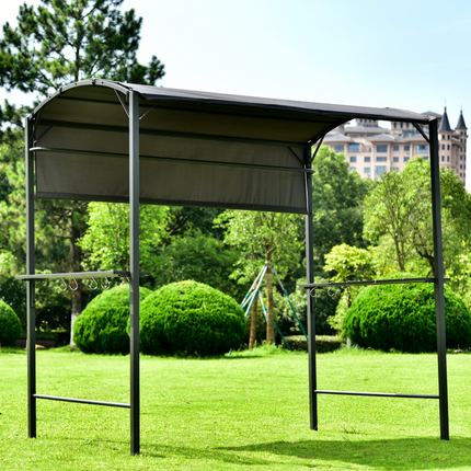 TOPMAX Iron Double Tiered BBQ Grill Gazebo (Gray)