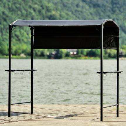 TOPMAX Iron Double Tiered BBQ Grill Gazebo (Gray)