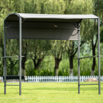 TOPMAX Iron Double Tiered BBQ Grill Gazebo (Gray)