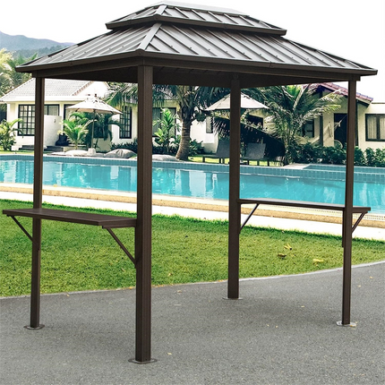 TOPMAX 8' × 6' Aluminum Grill Gazebo with Shelves (Grey)