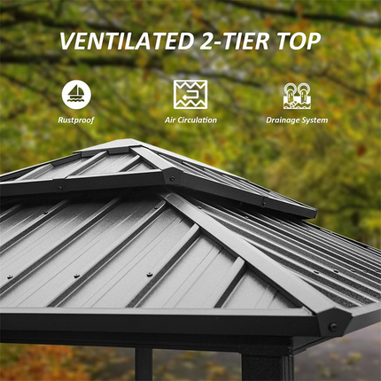 TOPMAX 8' × 6' Aluminum Grill Gazebo with Shelves (Grey)
