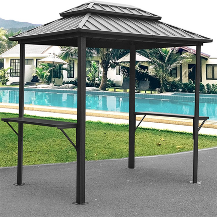 TOPMAX 8' × 6' Aluminum Grill Gazebo with Shelves (Grey)