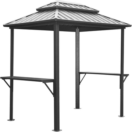 TOPMAX 8' × 6' Aluminum Grill Gazebo with Shelves (Grey)