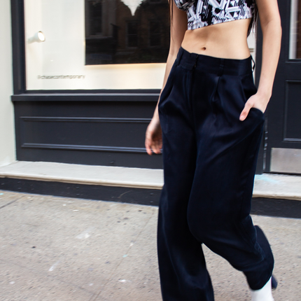Remi Navy Wide-Leg Pants