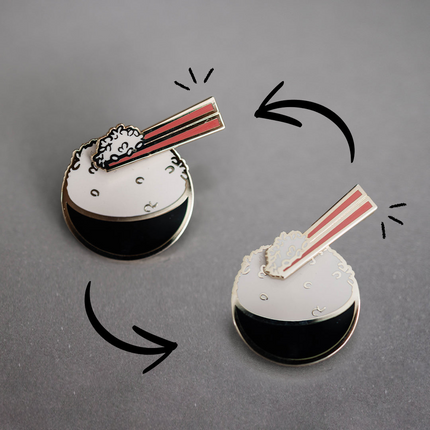 Rice Interactive Sliding Enamel Pin