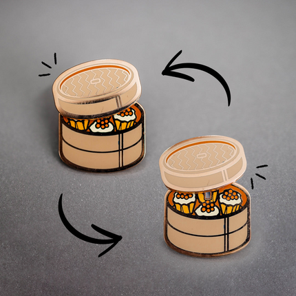 Shumai Interactive Sliding Enamel Pin