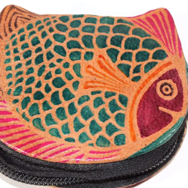 Colorful Fishies Coin Leather Purse
