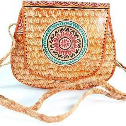 Fire Flower Leather Mandala Purse