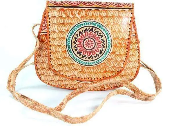 Fire Flower Leather Mandala Purse