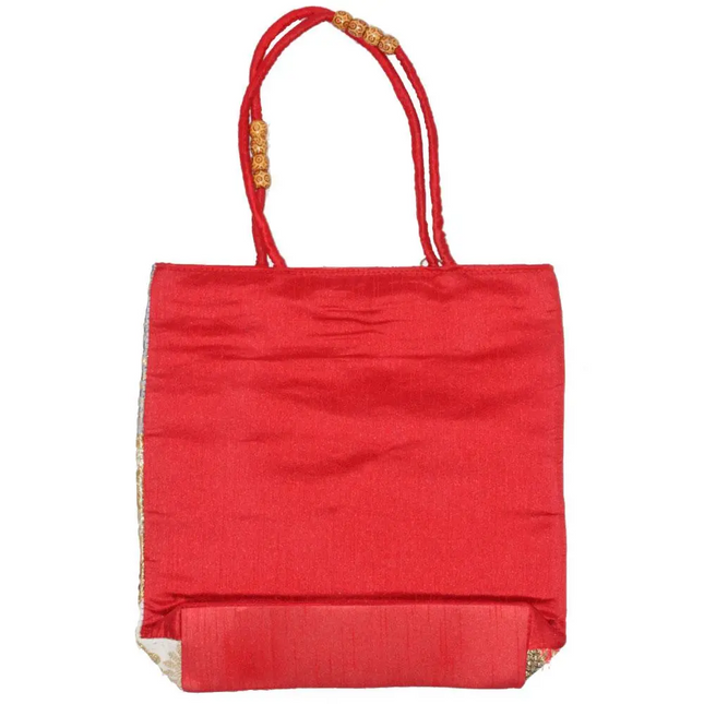 Banarasi Raw Silk Patchwork Sequin Zardozi Embroidery Lace Tote Bag