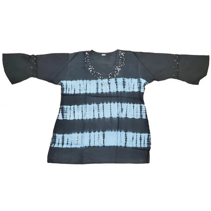 Butterfly Long Sleeve Sequin Tunic Tie Dye Top