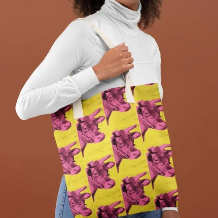 Pink Cow Pattern Tote Bag