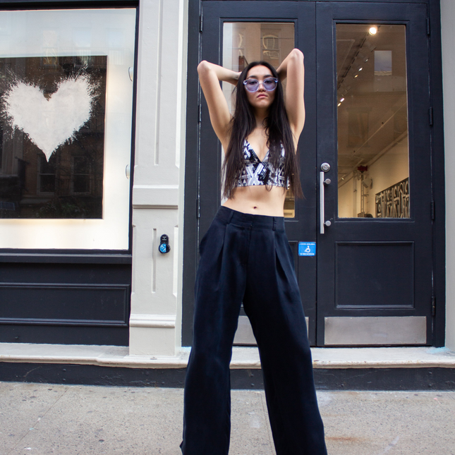 Remi Navy Wide-Leg Pants