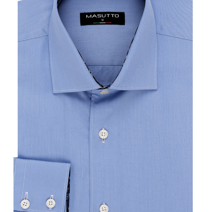 MASUTTO ALBANY/04 BLUE LONG SLEEVE BUTTON DOWN SHIRT