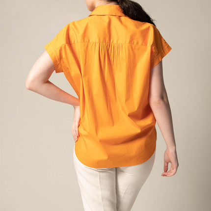 Women's Gather Collar Shirt in Orange