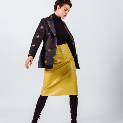 Glossy Vegan Leather Pencil Skirt