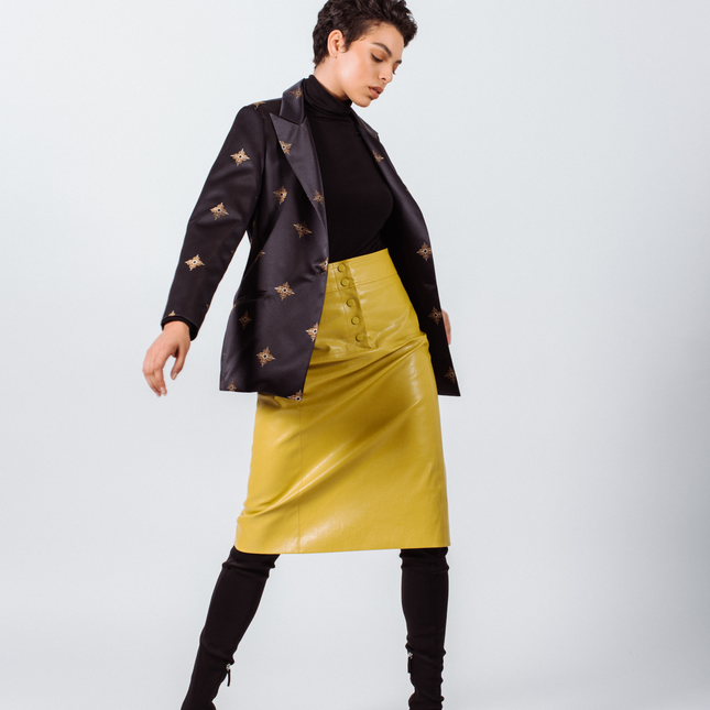 Glossy Vegan Leather Pencil Skirt