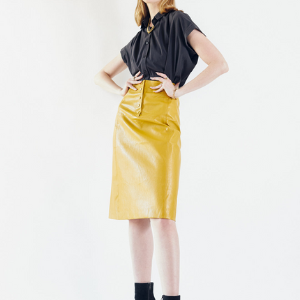 Glossy Vegan Leather Pencil Skirt
