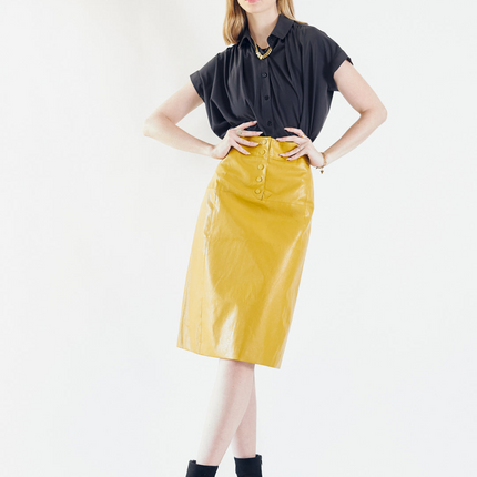 Glossy Vegan Leather Pencil Skirt