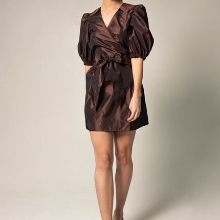 Power Bordeaux Red Wrap Dress
