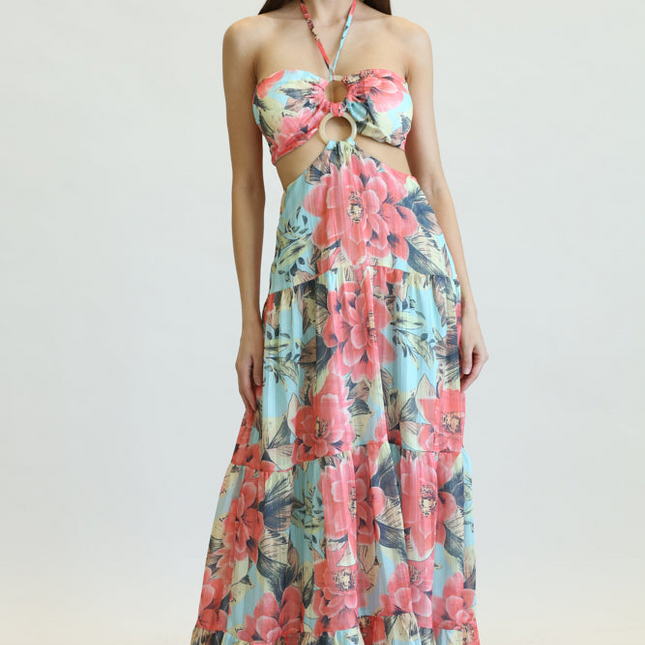 Alipha - Lurex Striped Chiffon Fabric Dress
