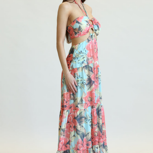 Alipha - Lurex Striped Chiffon Fabric Dress