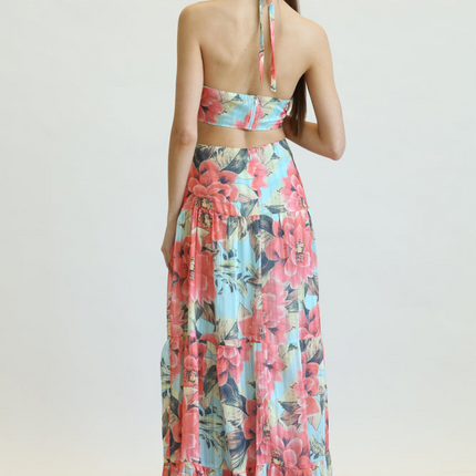 Alipha - Lurex Striped Chiffon Fabric Dress