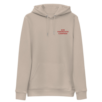 Gin Vermouth Campari - Organic Embroidered Hoodie