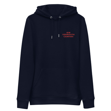Gin Vermouth Campari - Organic Embroidered Hoodie