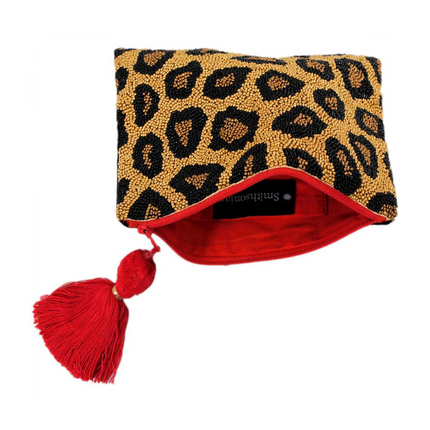 Leopard Beaded Clutch