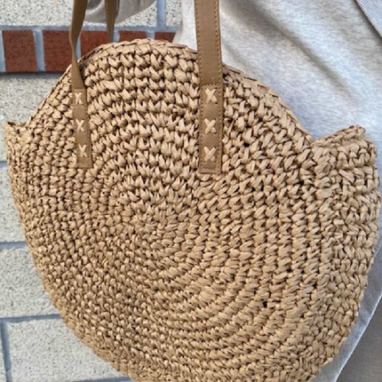 Round Straw Shoulder Bag