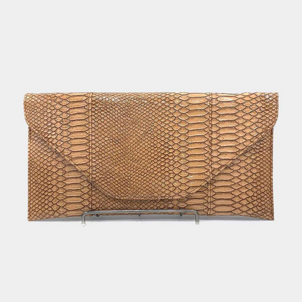 Snake Skin Envelope Clutch and Shoulder Bag