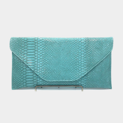 Snake Skin Envelope Clutch and Shoulder Bag