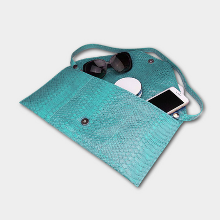 Snake Skin Envelope Clutch and Shoulder Bag
