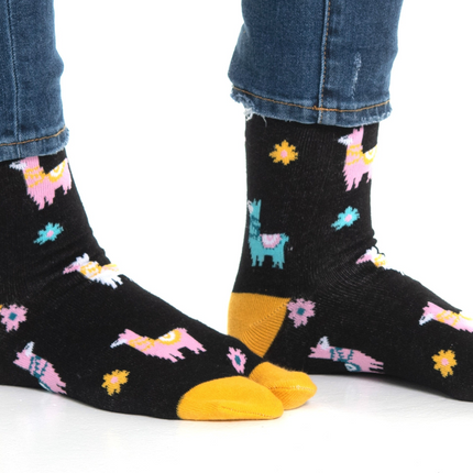 1 Pair - V-Toe Flip Flop Tabi Socks - Black Llamas