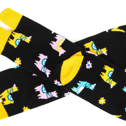 1 Pair - V-Toe Flip Flop Tabi Socks - Black Llamas